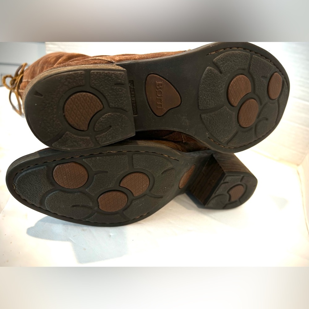 Born Felicia Riding Boots Leather Brown Suede Distressed Tall Western Lace Up 9M - Picture 6 of 6